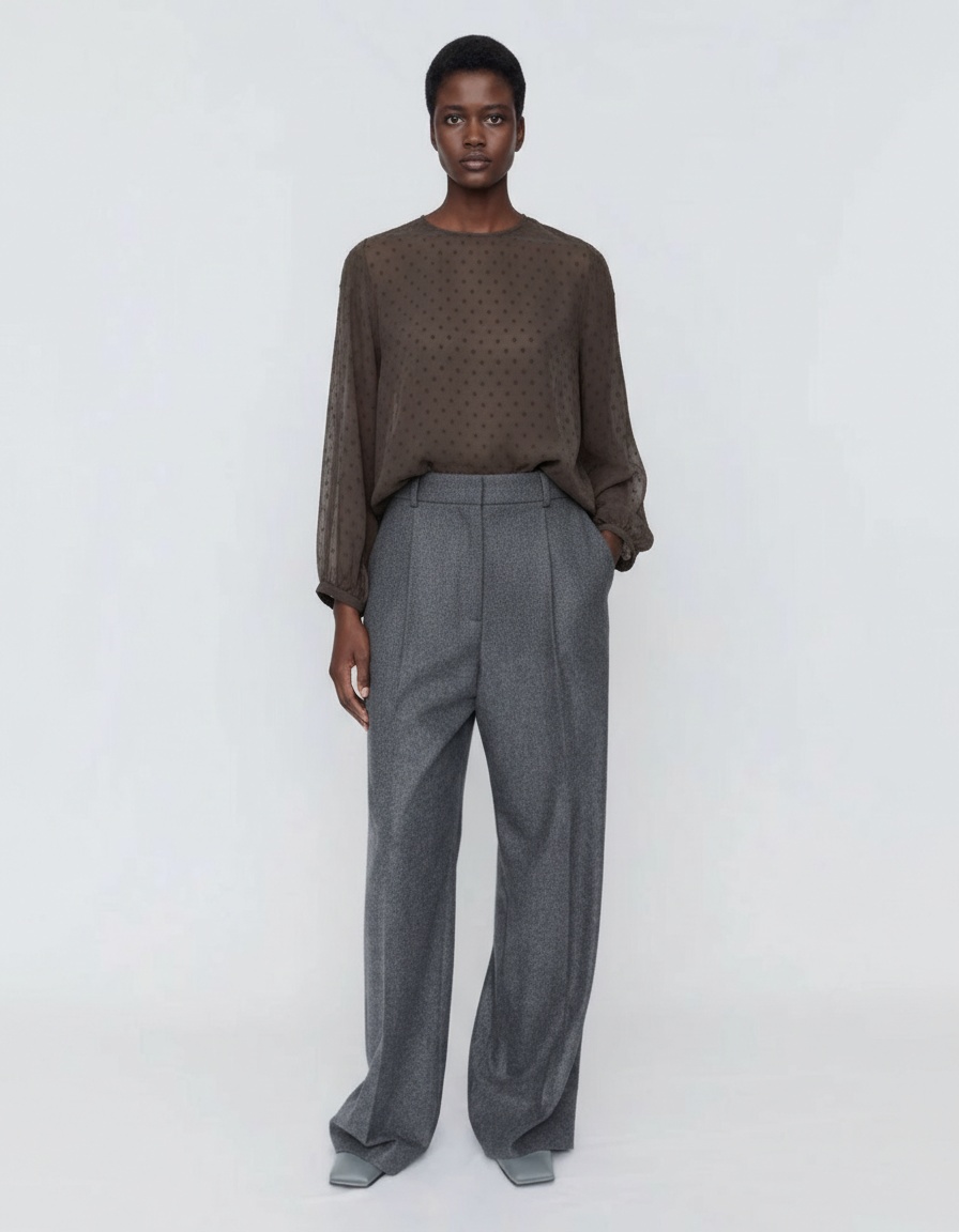 Camicetta da donna a pois con scollo a V - Elegante stile francese KUN-00098