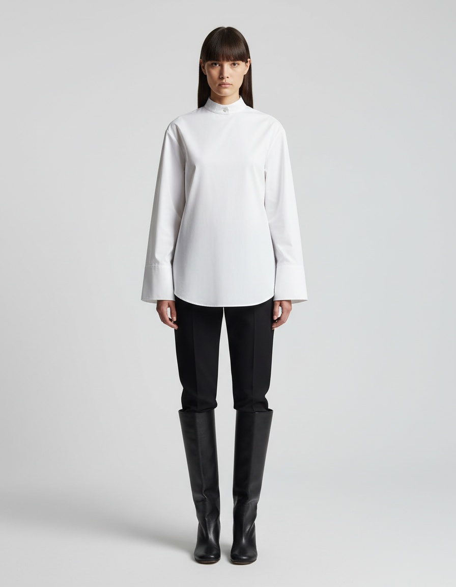 Camicetta in popeline con fiocco - Top alla moda in stile europeo KUN-00100