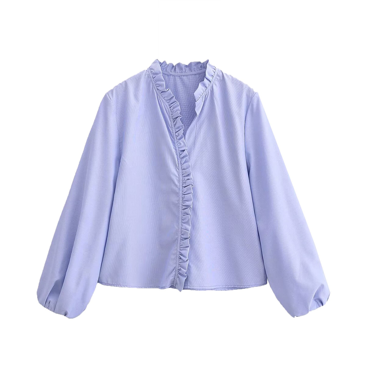 Camicetta in popeline a strati con volant KUN-00102