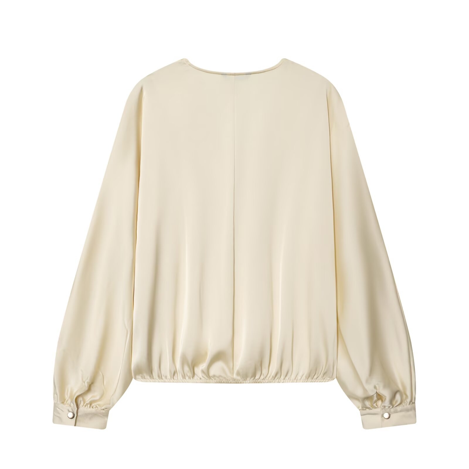 Camicetta a maniche lunghe con scollo a V in raso KUN-00105