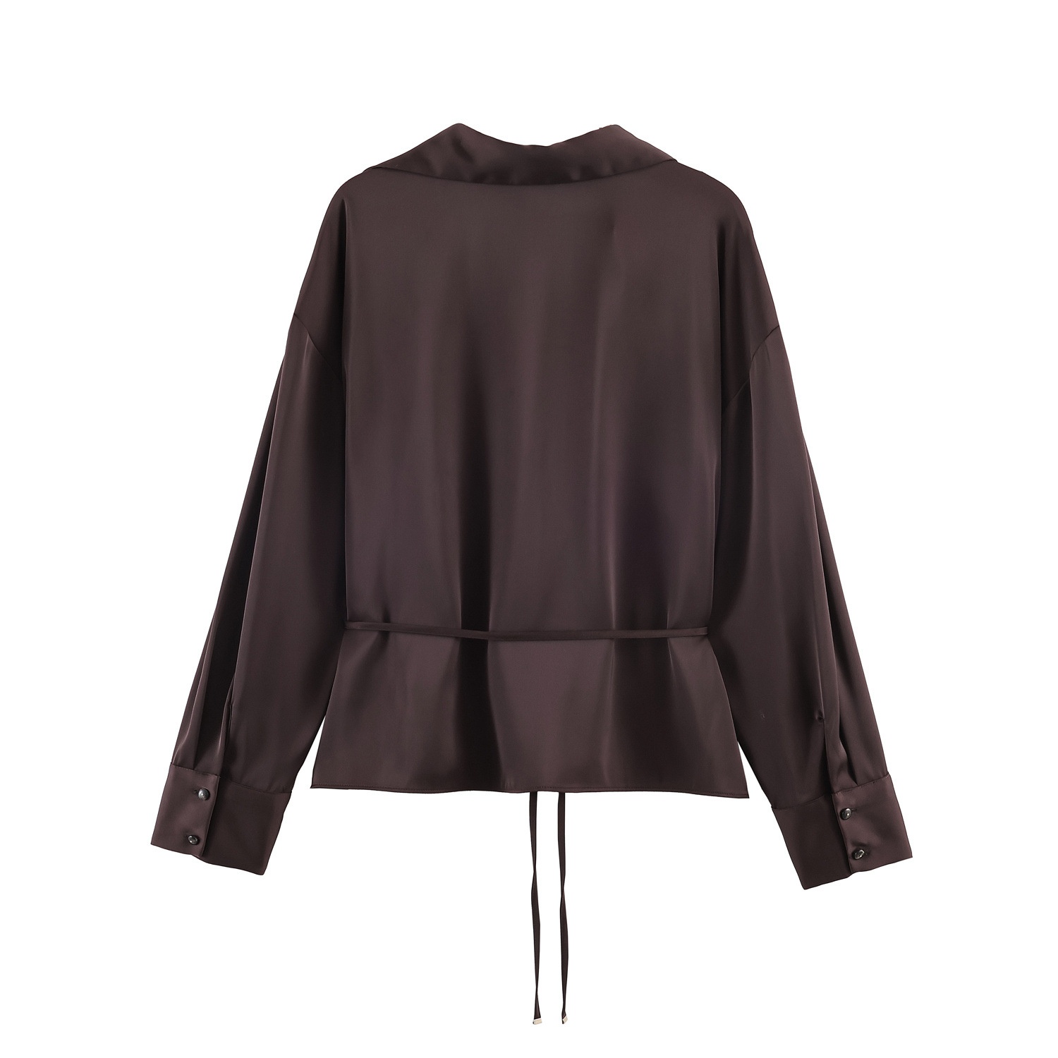 Camicetta in raso con cintura - Camicia da donna in stile europeo KUN-00107