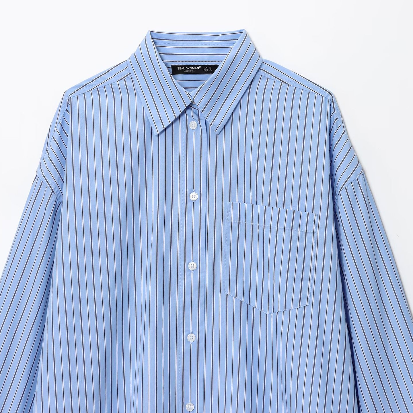 Camicia oversize a righe in popeline - Maniche lunghe, stile europeo KUN-00125