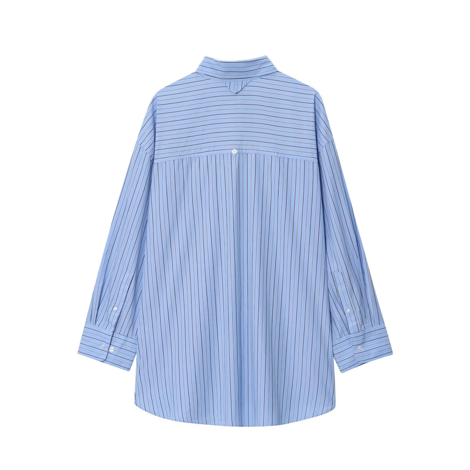 Camicia oversize a righe in popeline - Maniche lunghe, stile europeo KUN-00125