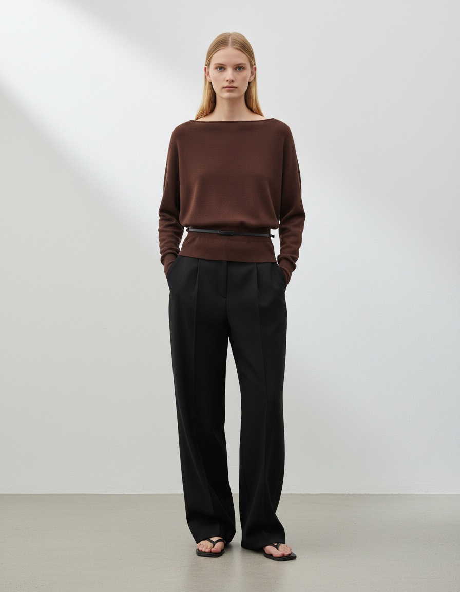 Top in maglia con dettaglio a strati e cintura KUN-00003