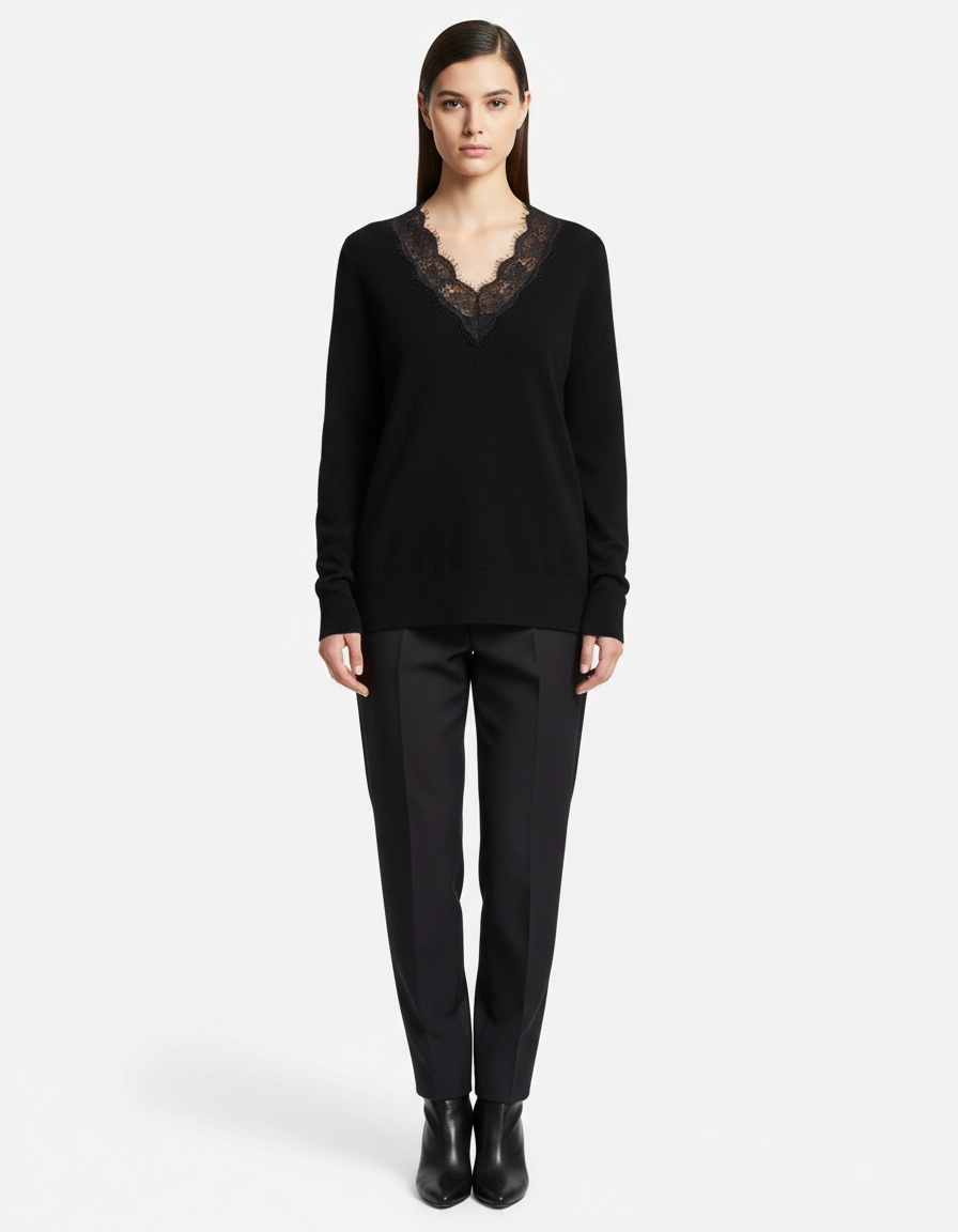 Lace Knit Top - Women's Chic Casual Sweater KUN-00009