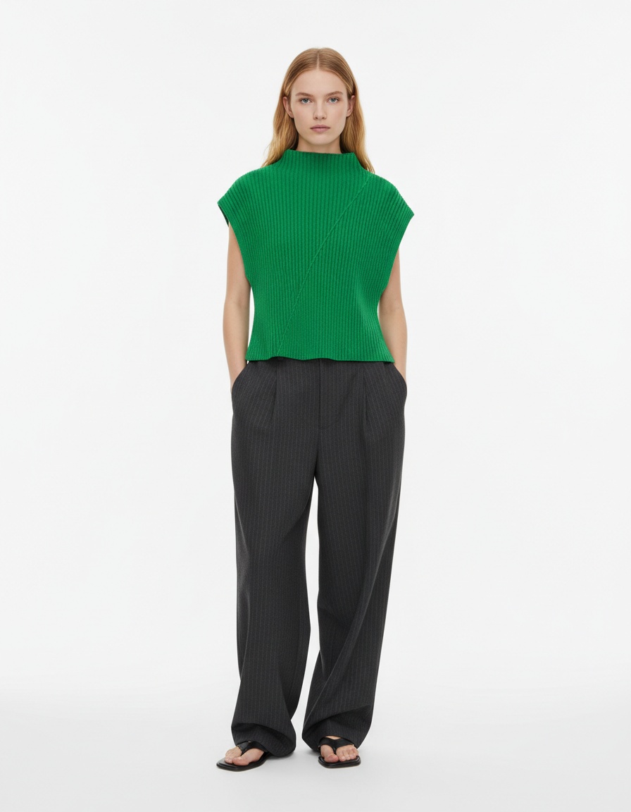 Canotta a coste in maglia - Elegante canotta in stile europeo KUN-00012