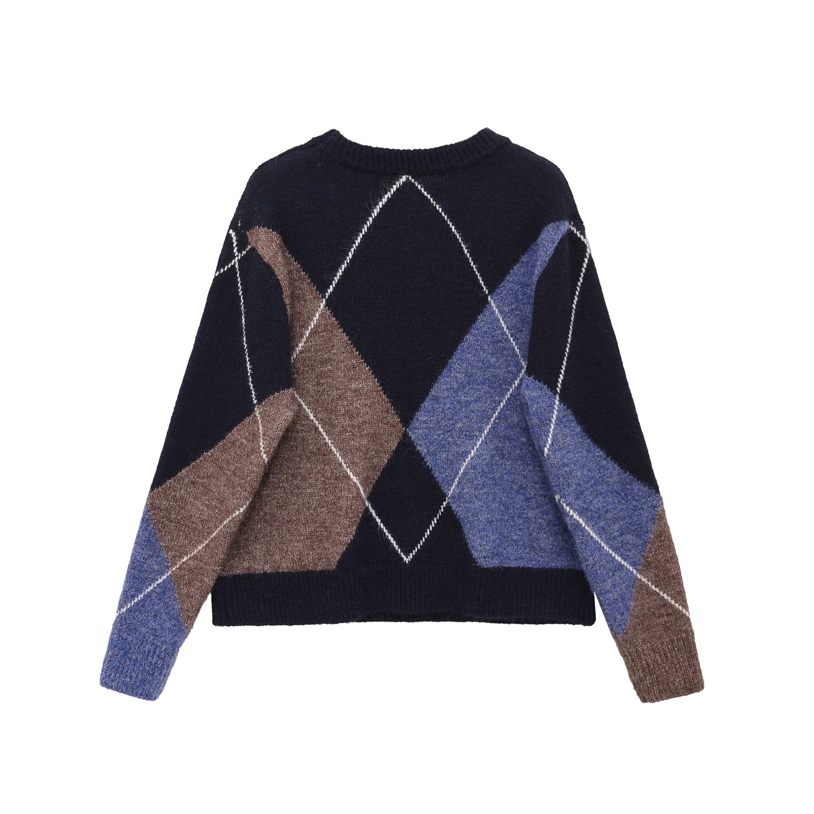 Maglione lavorato a maglia con motivo a rombi, stile casual chic KUN-00016