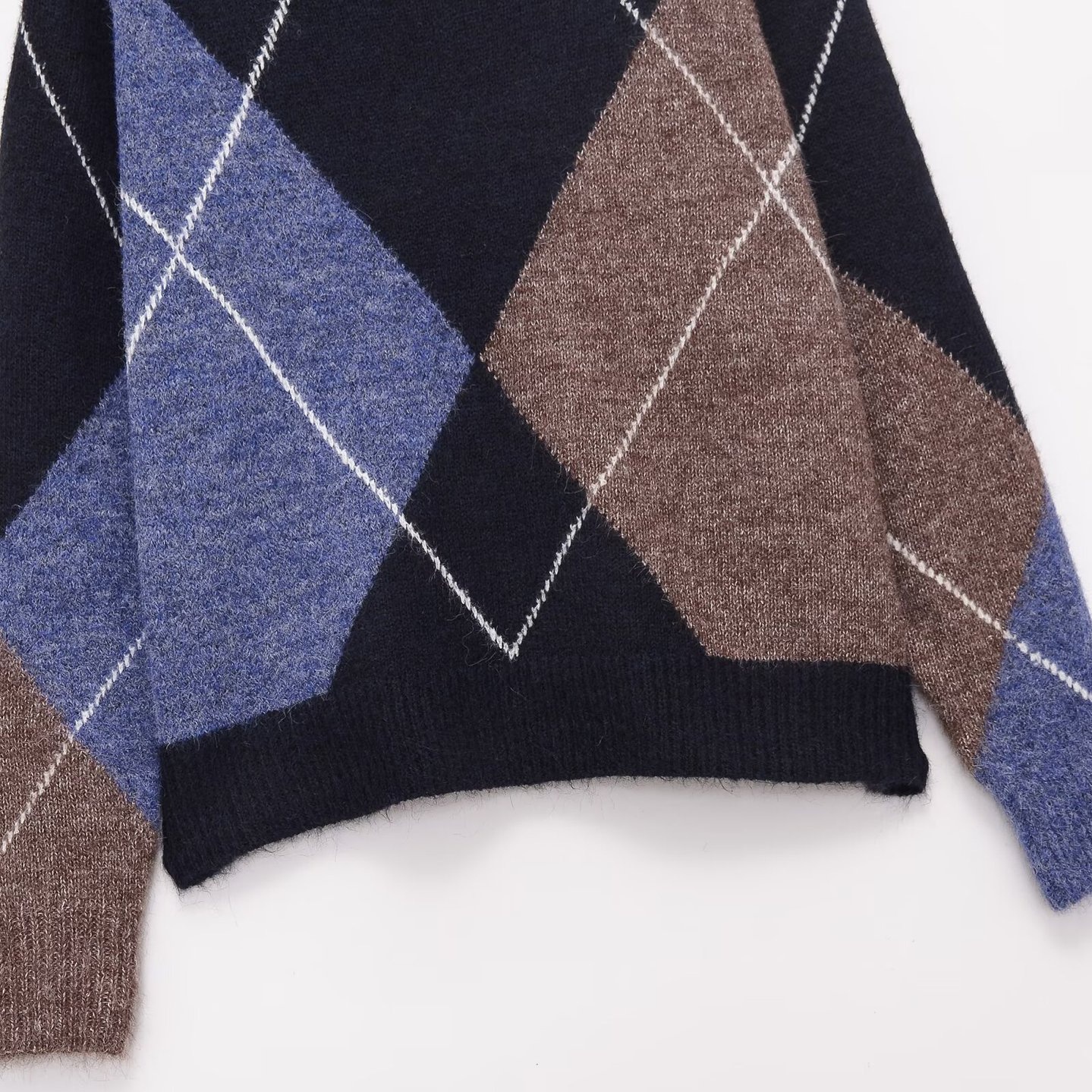 Maglione lavorato a maglia con motivo a rombi, stile casual chic KUN-00016