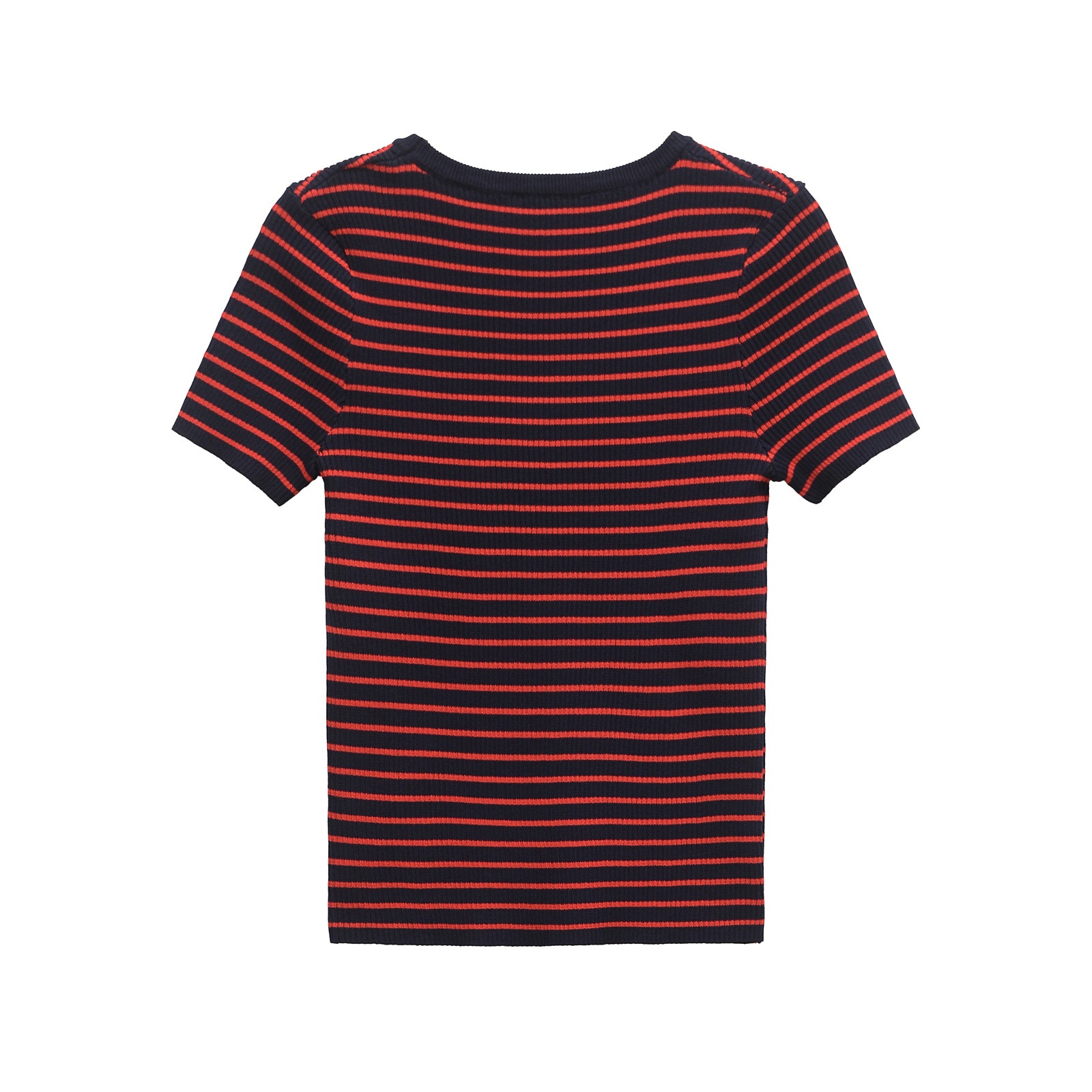 Top a righe in maglia, maniche corte, stile classico KUN-00001