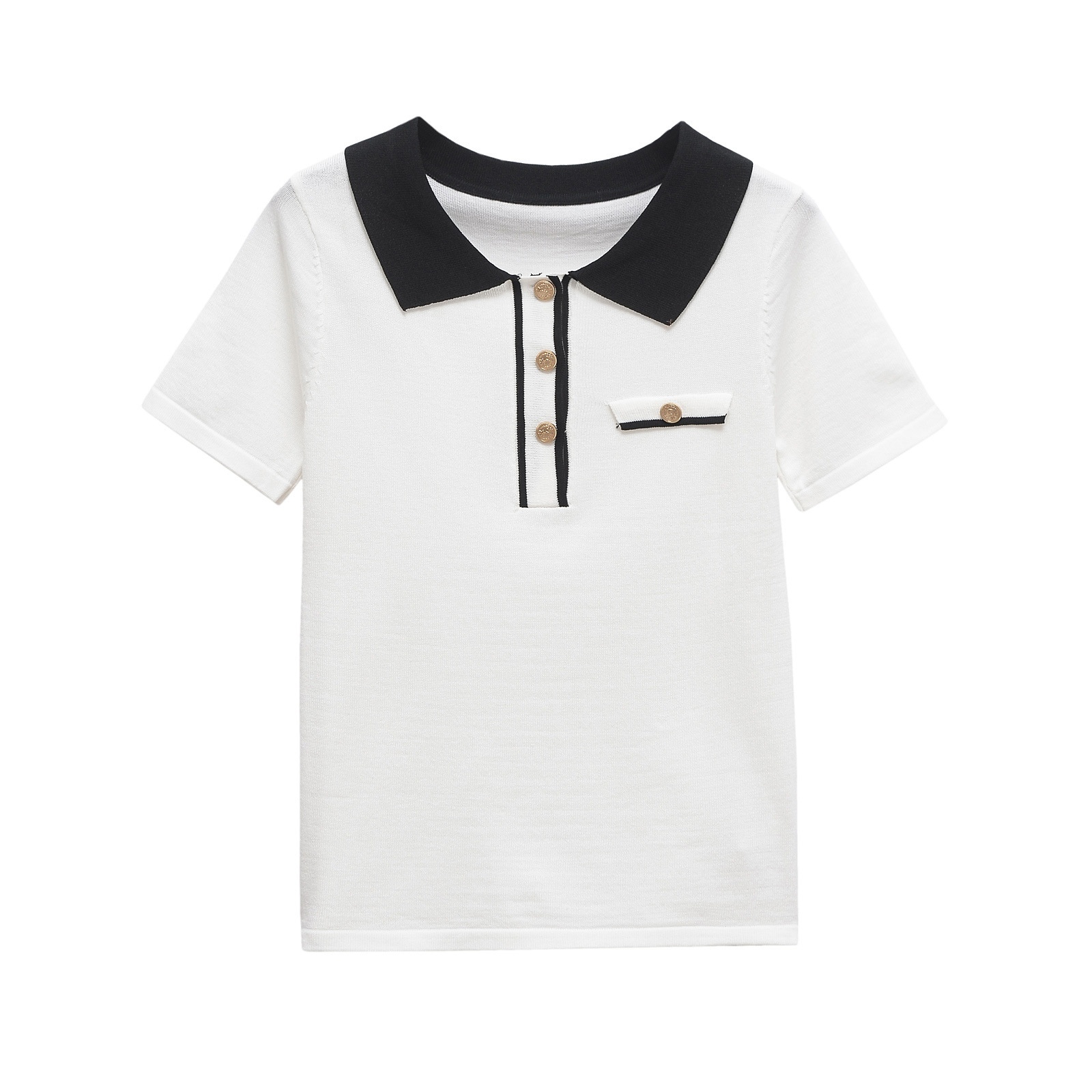 Polo da donna Color Block Classica Versatile Chic KUN-00003