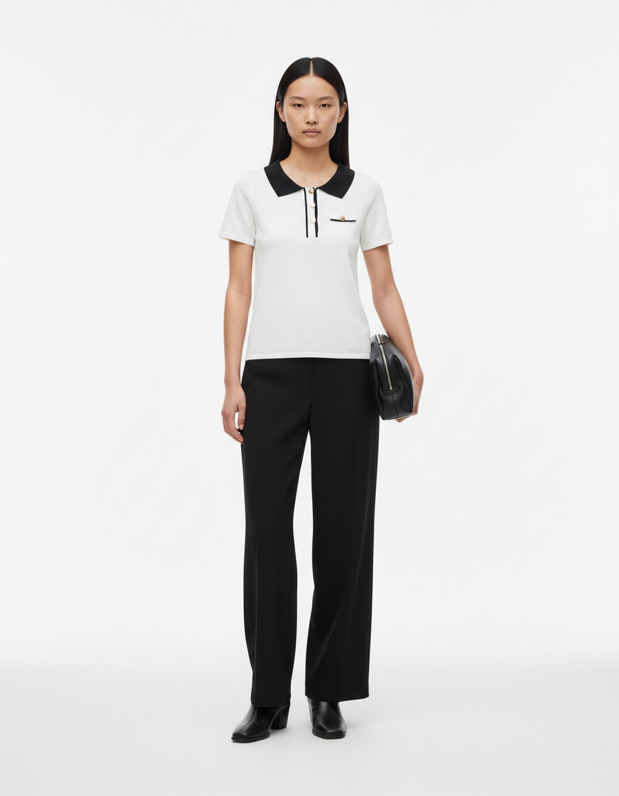 Polo da donna Color Block Classica Versatile Chic KUN-00003