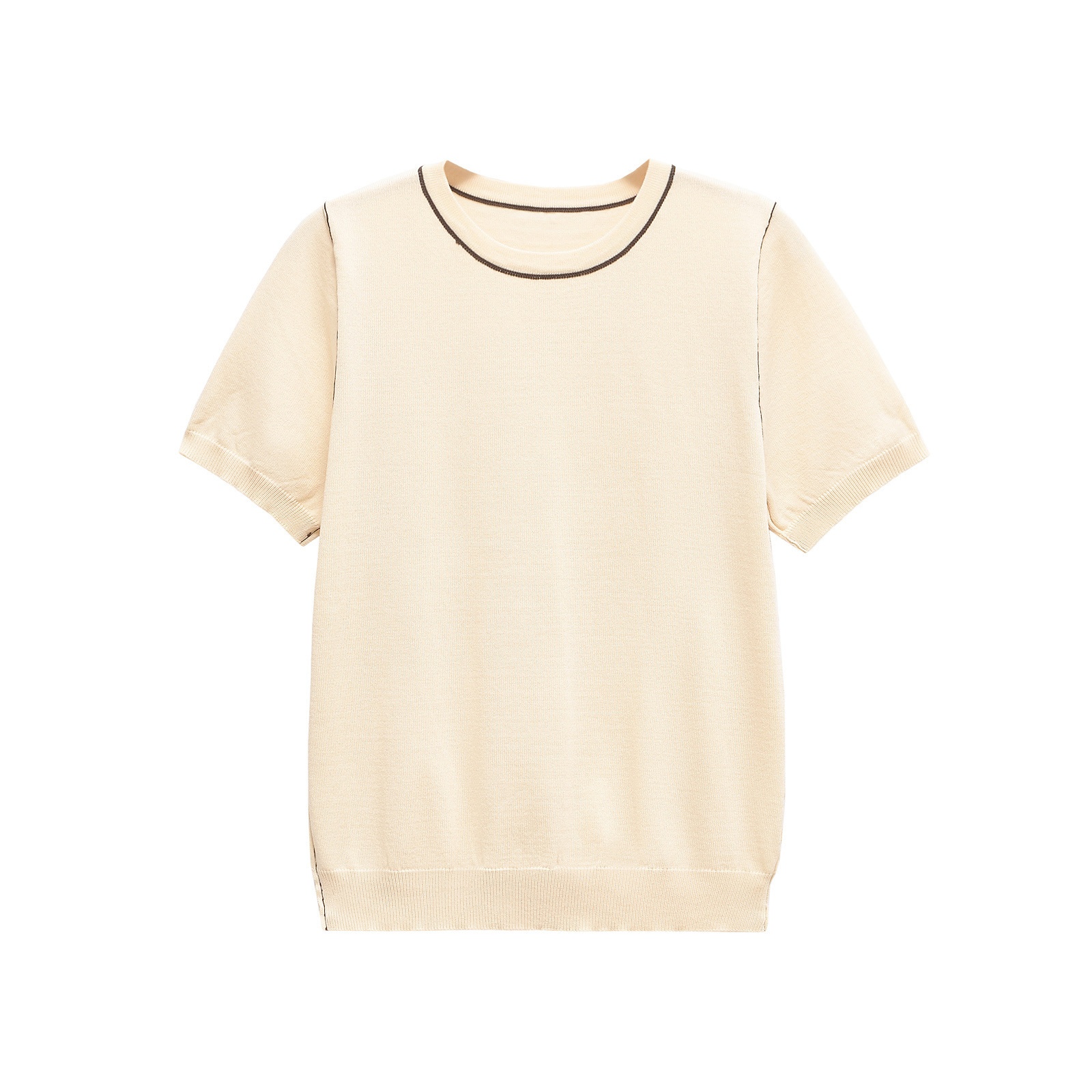 Maglia a maniche corte da donna con finiture classiche KUN-00004