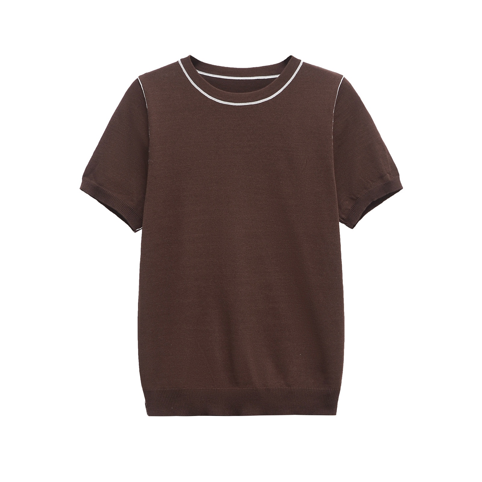 Maglia a maniche corte da donna con finiture classiche KUN-00004