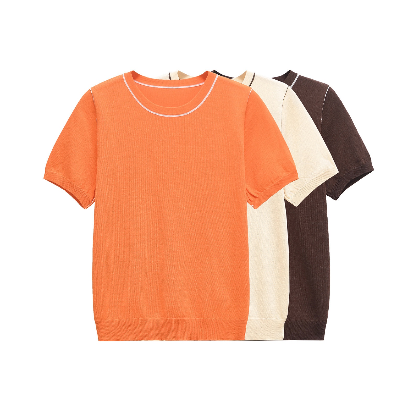 Maglia a maniche corte da donna con finiture classiche KUN-00004