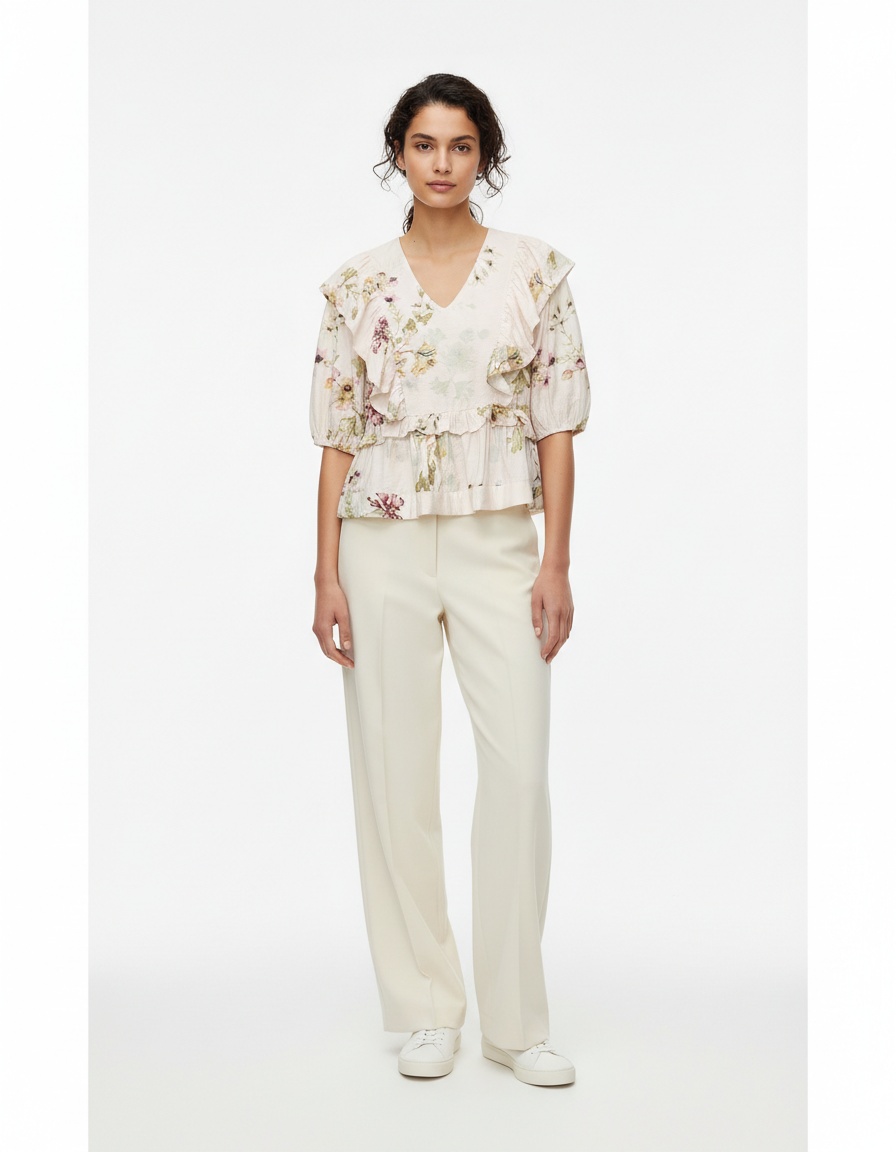 Top in misto lino con orlo a gonna KUN-00007