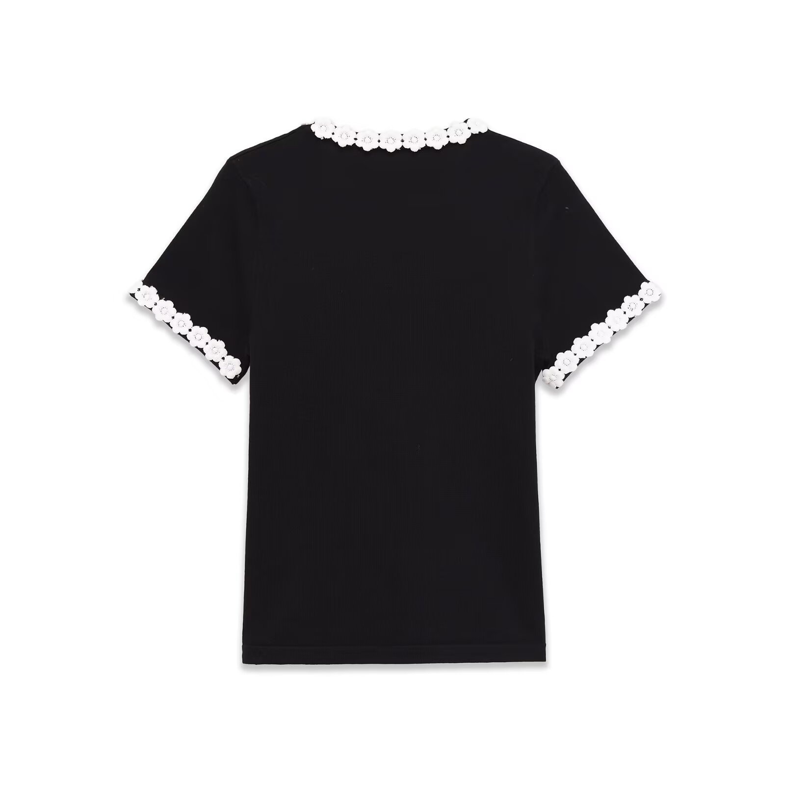 T-shirt girocollo slim fit da donna con applicazioni floreali KUN-00018