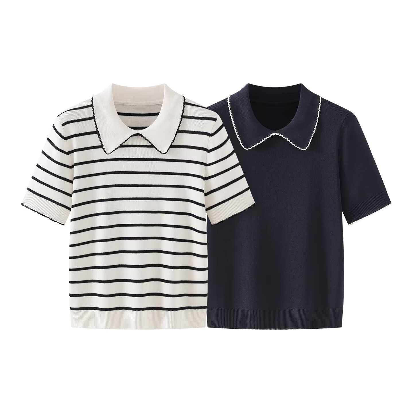 Maglia a maniche corte con colletto, stile casual KUN-00021