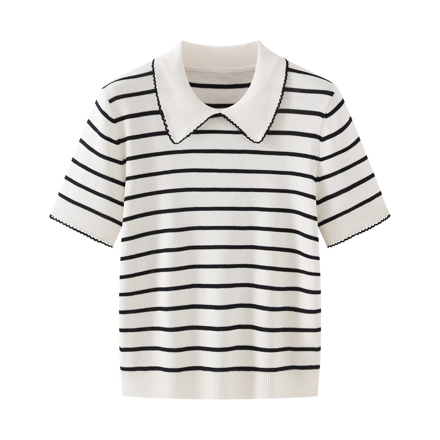 Maglia a maniche corte con colletto, stile casual KUN-00021