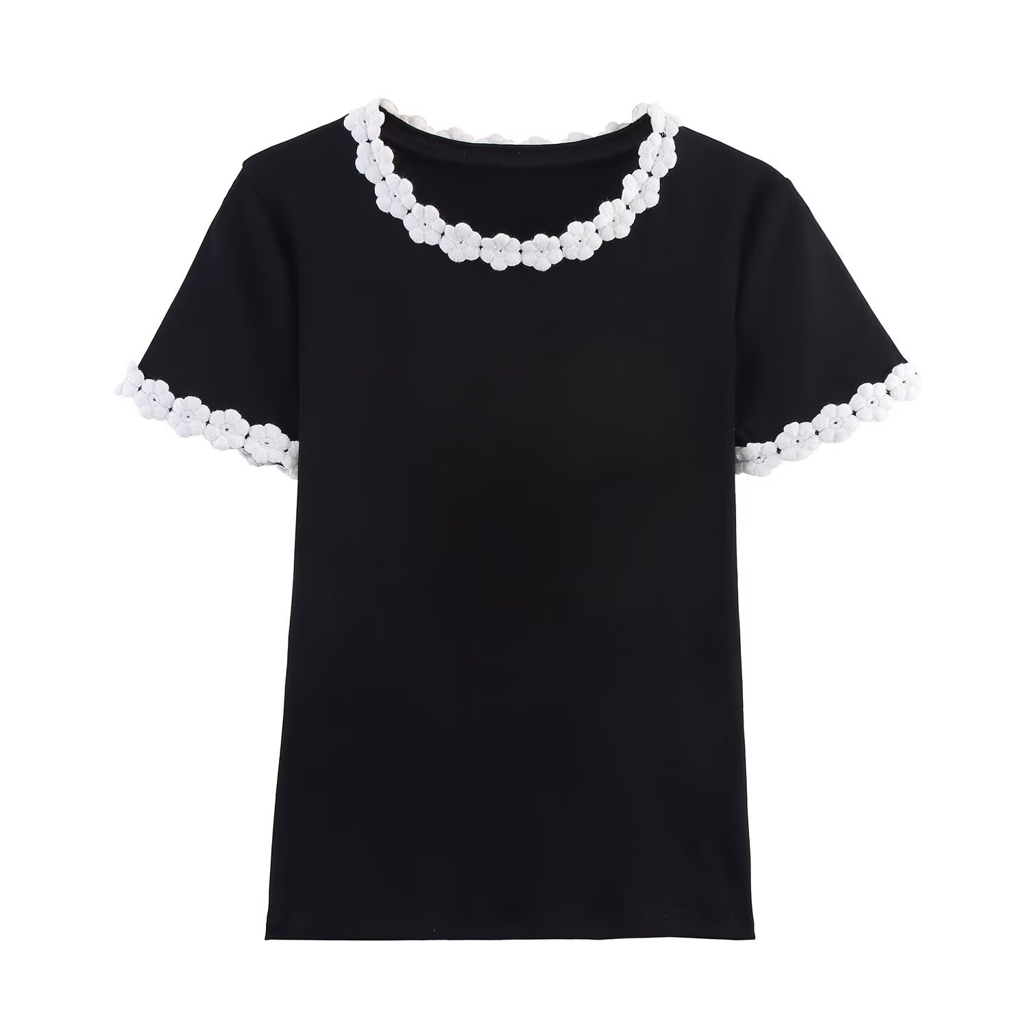 T-shirt da donna con applicazioni floreali - Elegante e versatile KUN-00026