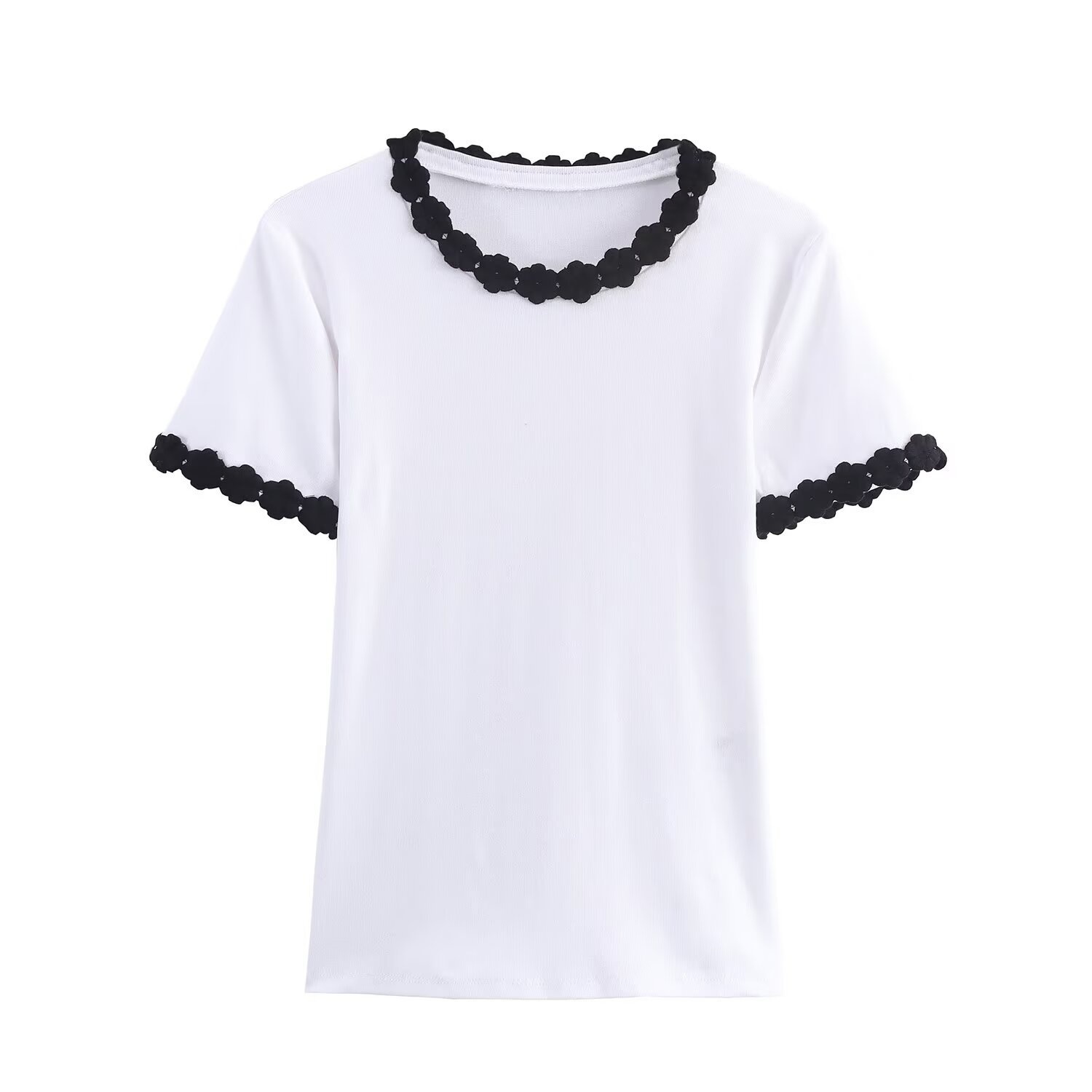 T-shirt da donna con applicazioni floreali - Elegante e versatile KUN-00026