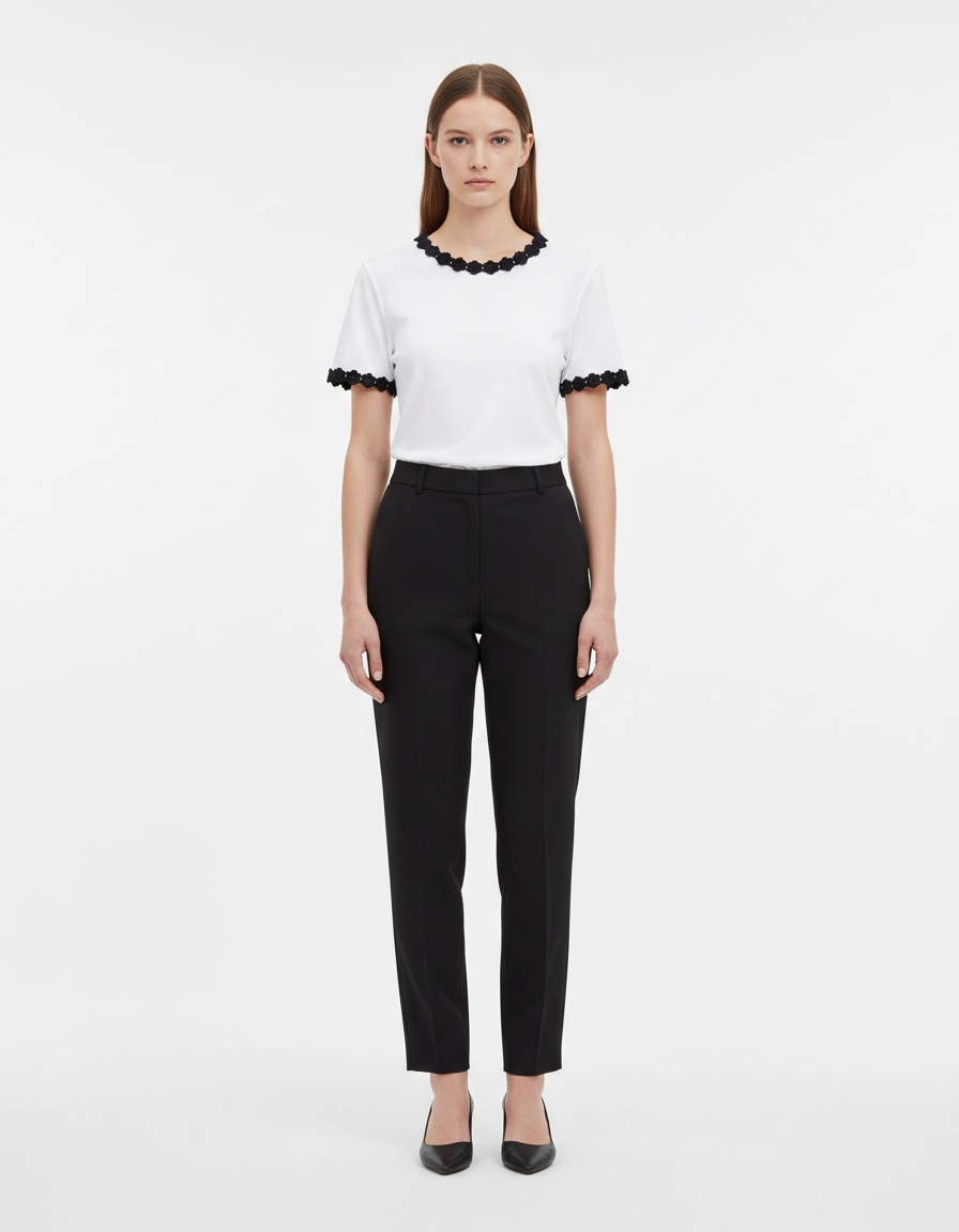 T-shirt da donna con applicazioni floreali - Elegante e versatile KUN-00026