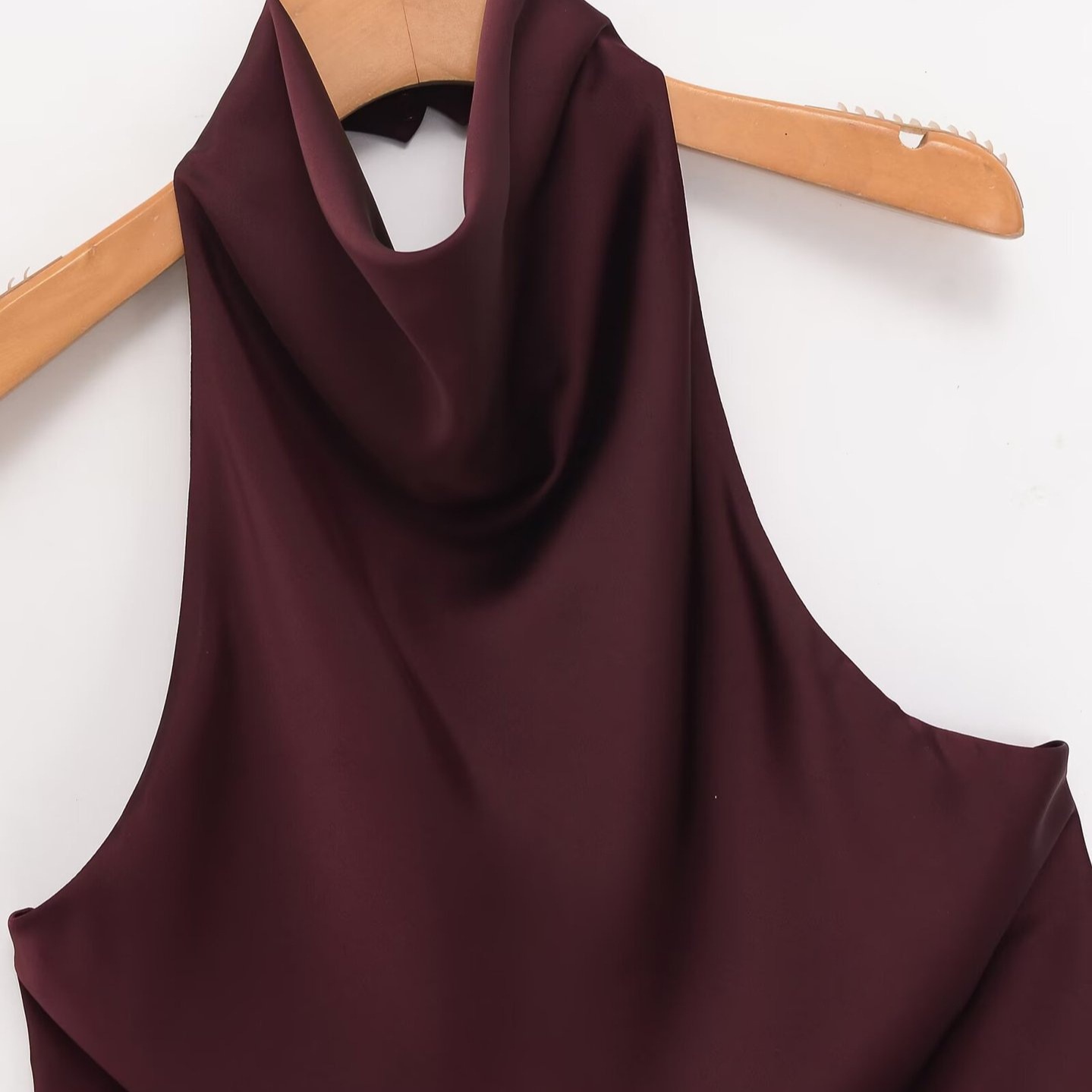 Top all'americana in raso - Elegante stile europeo KUN-00007