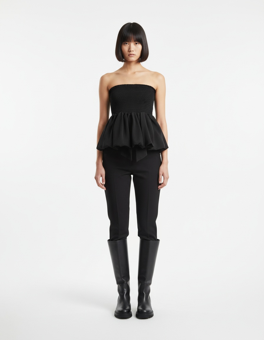 Top corto da donna con laccetti sul davanti, chic e alla moda KUN-00008