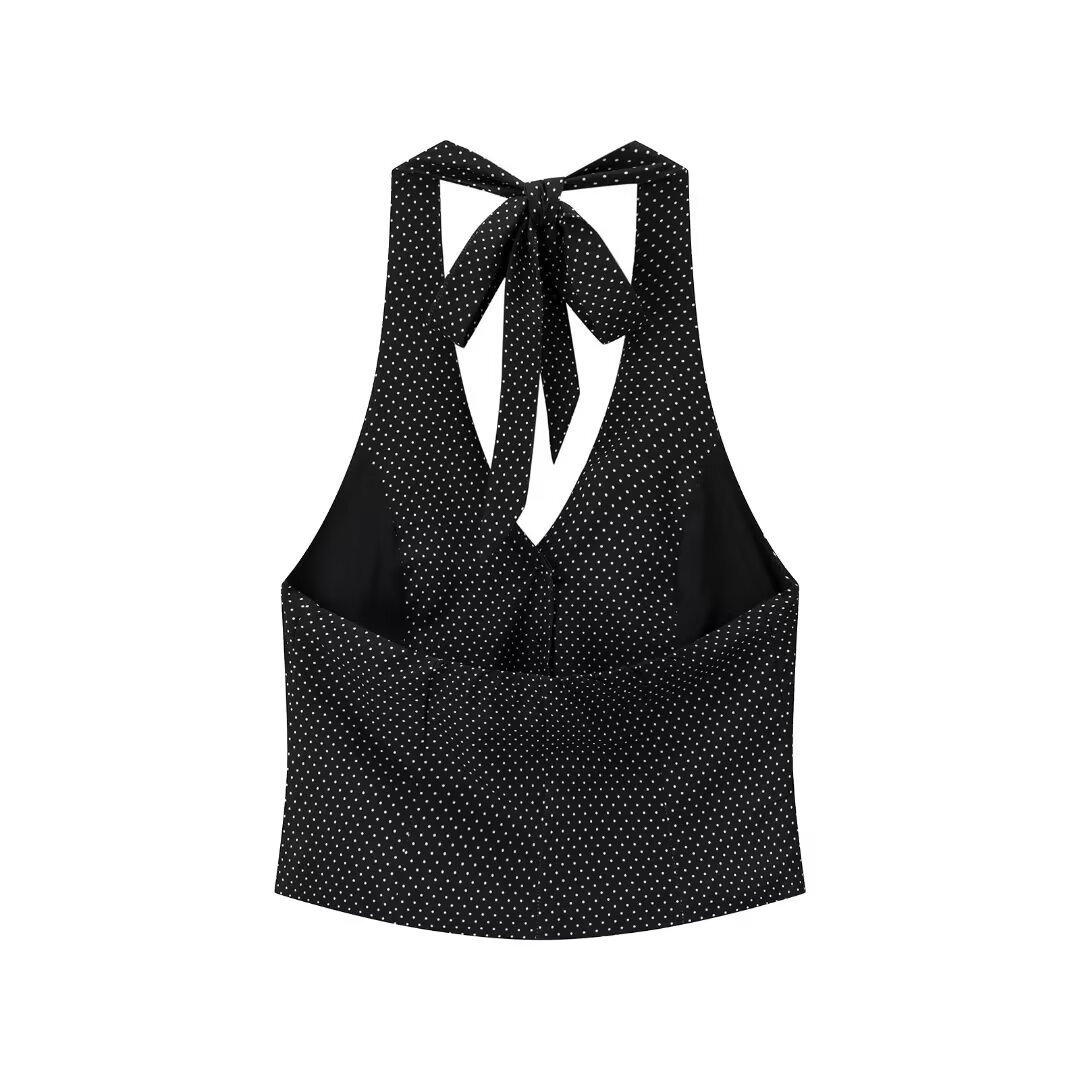 Canotta a pois - Top senza maniche alla moda KUN-00011