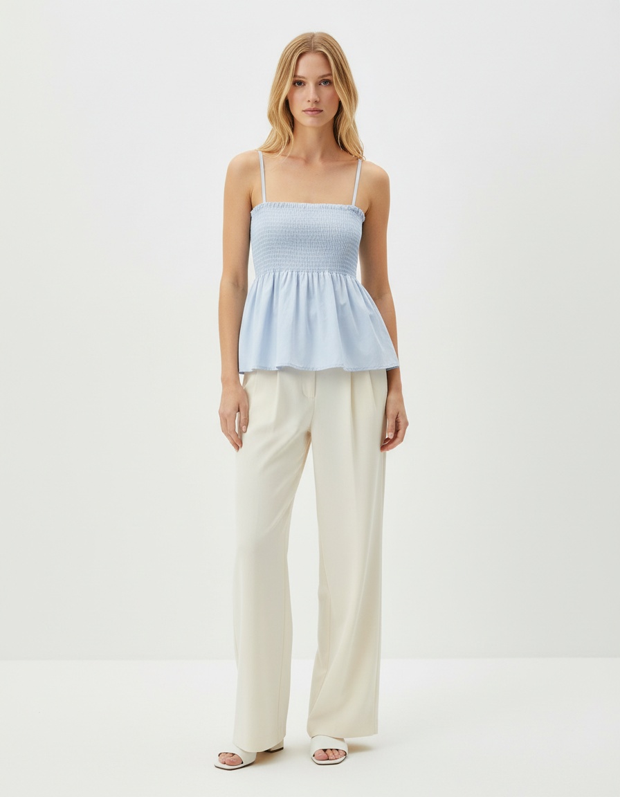 Top a canotta da donna con fiocco e volant KUN-00020