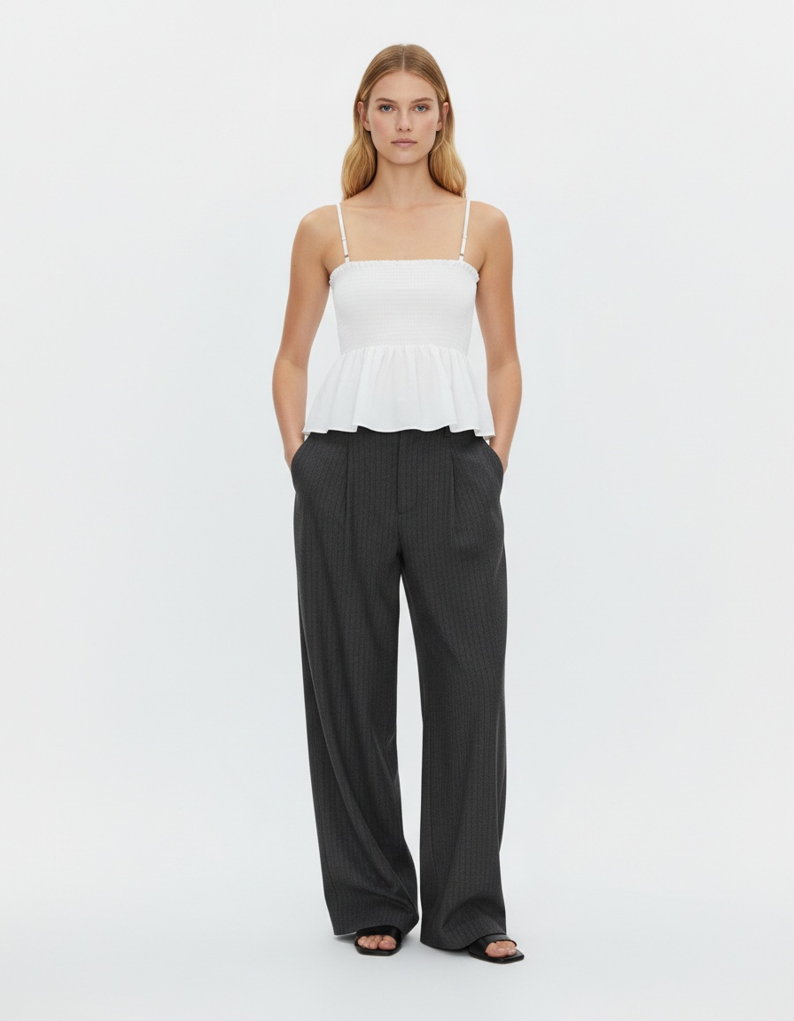 Top a canotta da donna con fiocco e volant KUN-00020