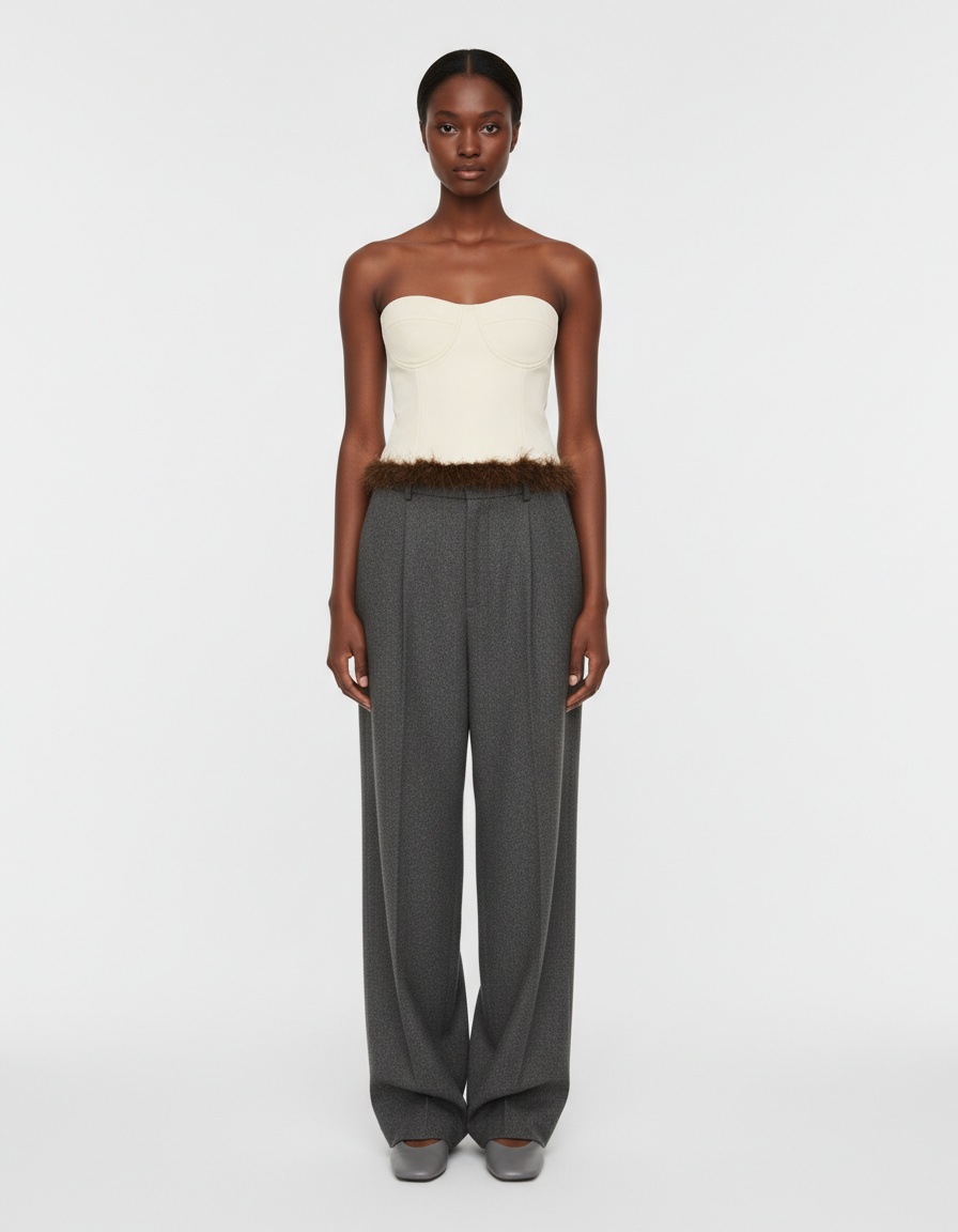 Top a fascia con piume - Chic e versatile KUN-00023