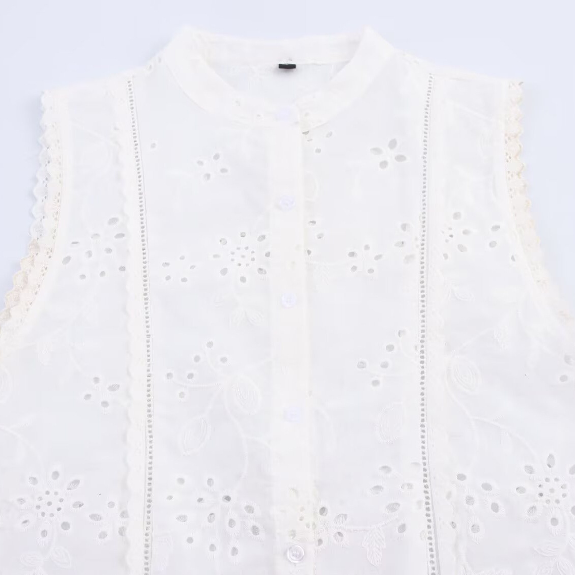 Camicetta ricamata con scollo a V - Camicia chic europea KUN-00026