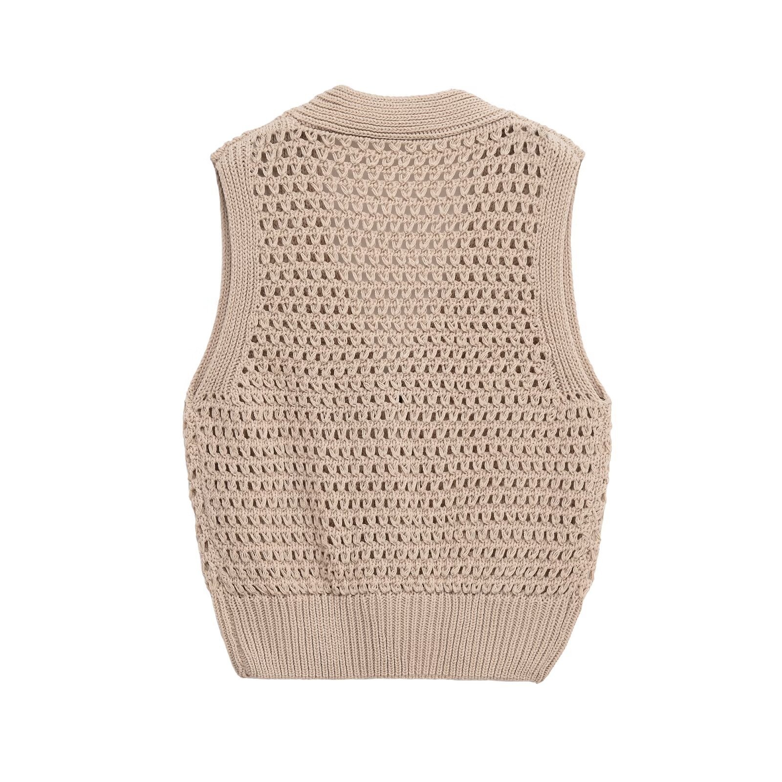 Gilet in maglia senza maniche con scollo a V, cardigan top KUN-00031