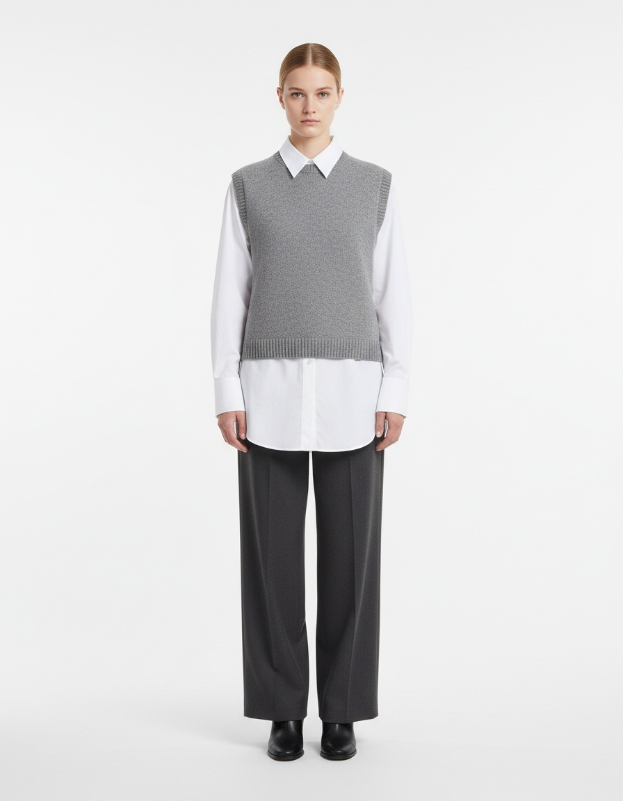 Gilet in maglia senza maniche con scollo rotondo, top morbido e casual KUN-00039