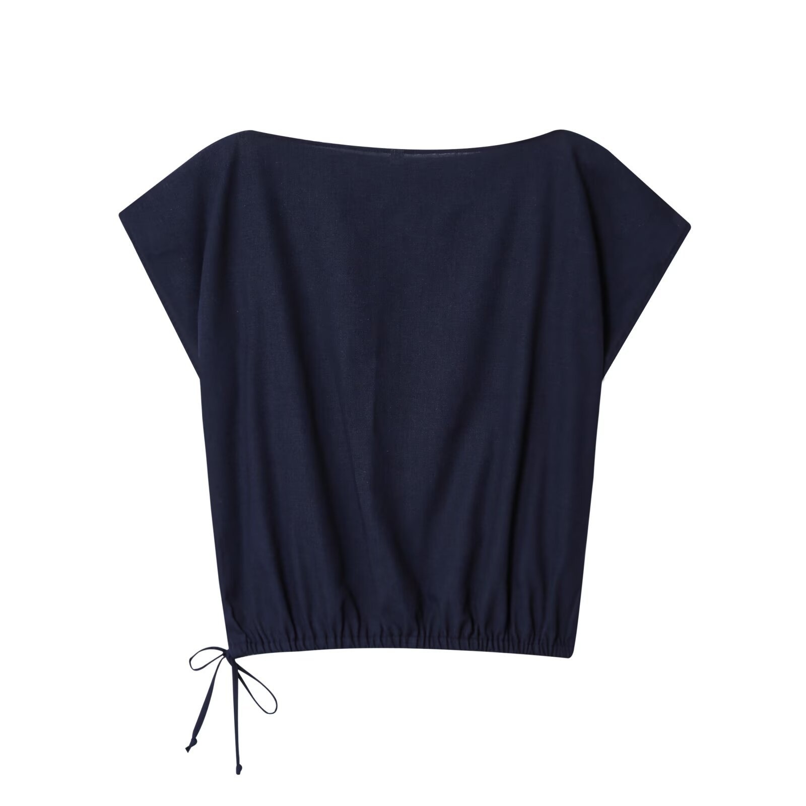 Top in lino con laccetti - Camicetta alla moda in stile europeo KUN-00043