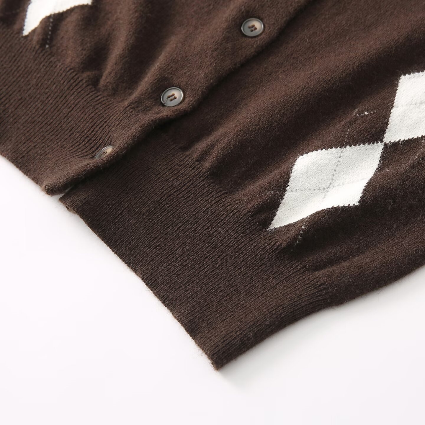 Gilet in maglia senza maniche con motivo a rombi in stile retrò KUN-00044