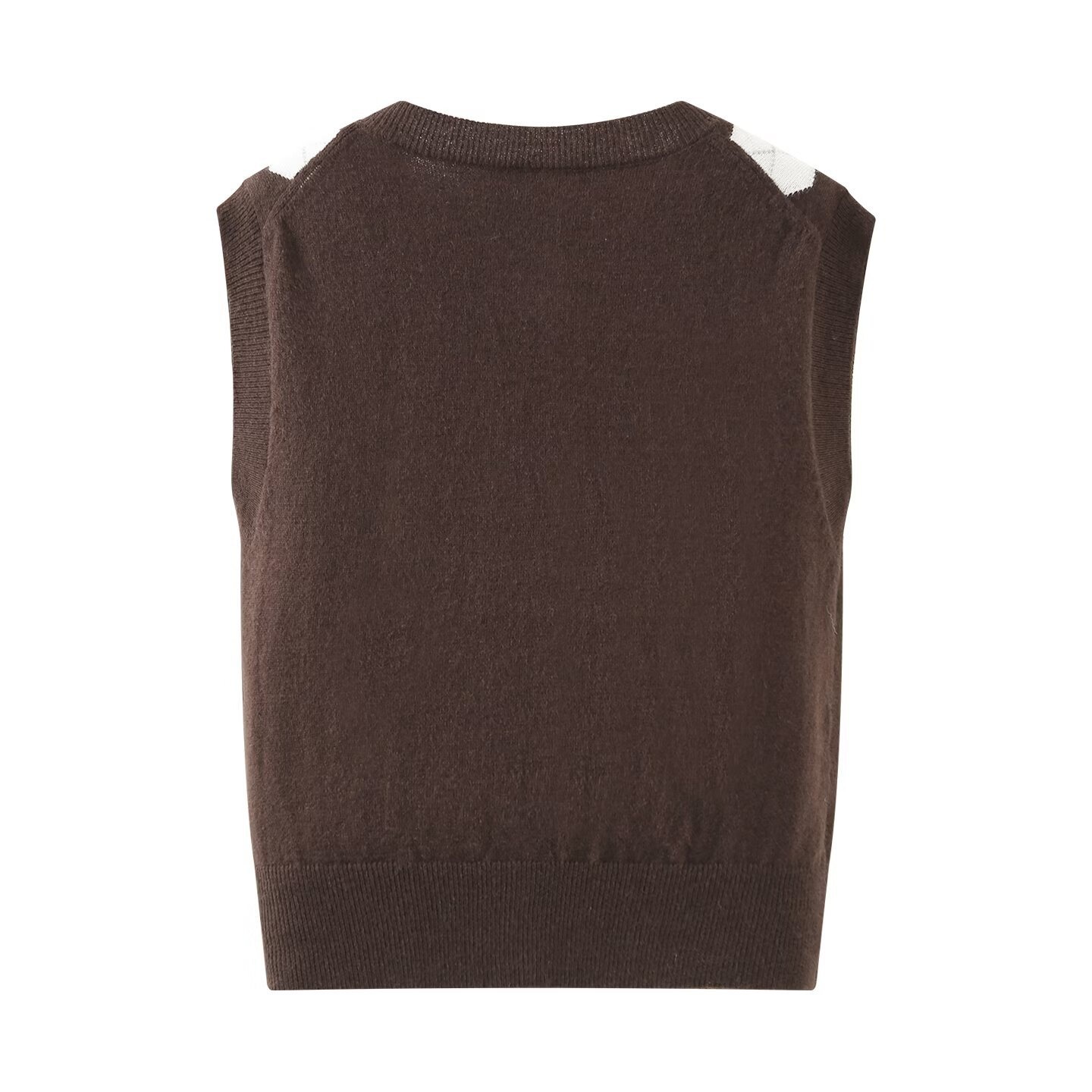 Gilet in maglia senza maniche con motivo a rombi in stile retrò KUN-00044