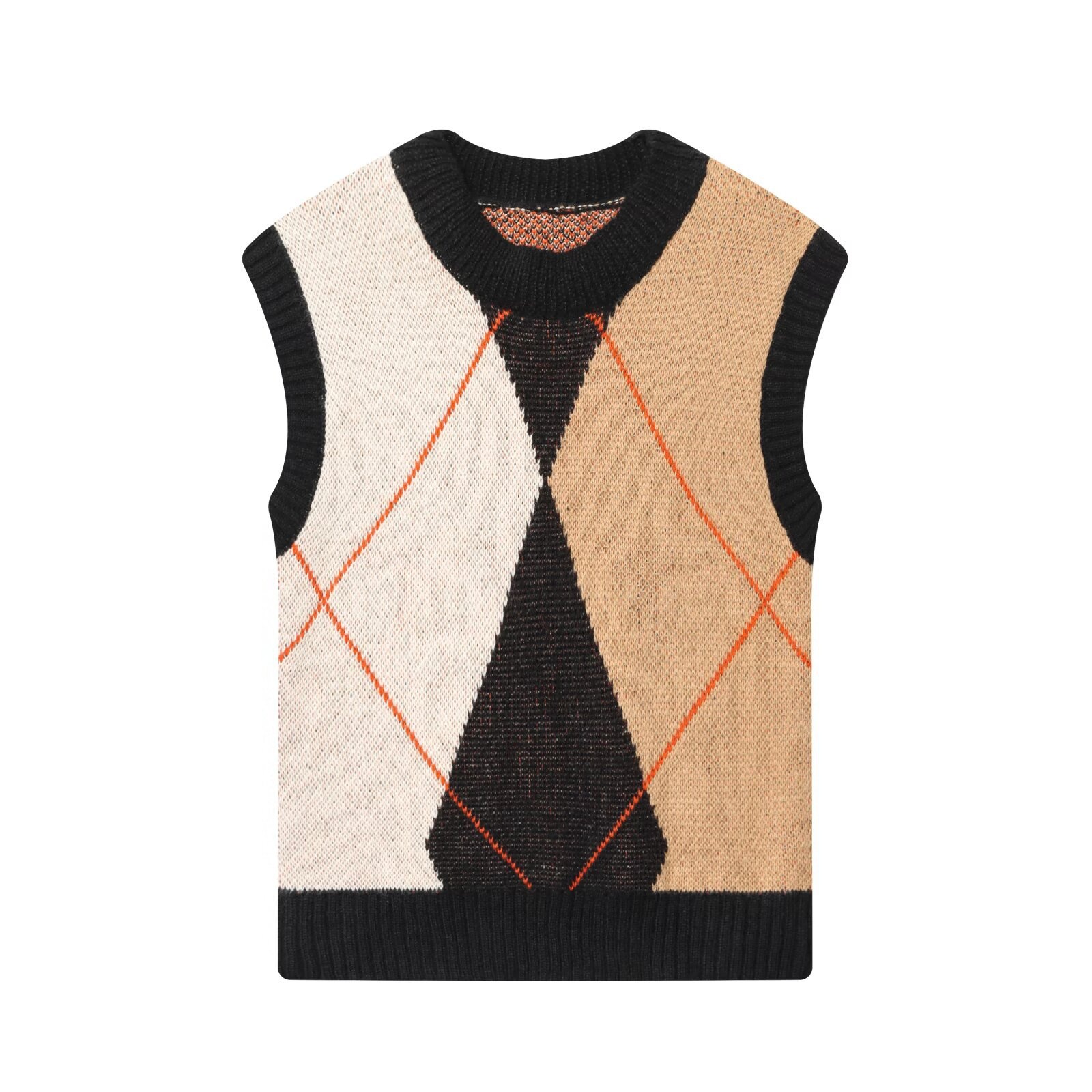 Gilet in maglia con motivo a rombi - Maglione senza maniche chic KUN-00065