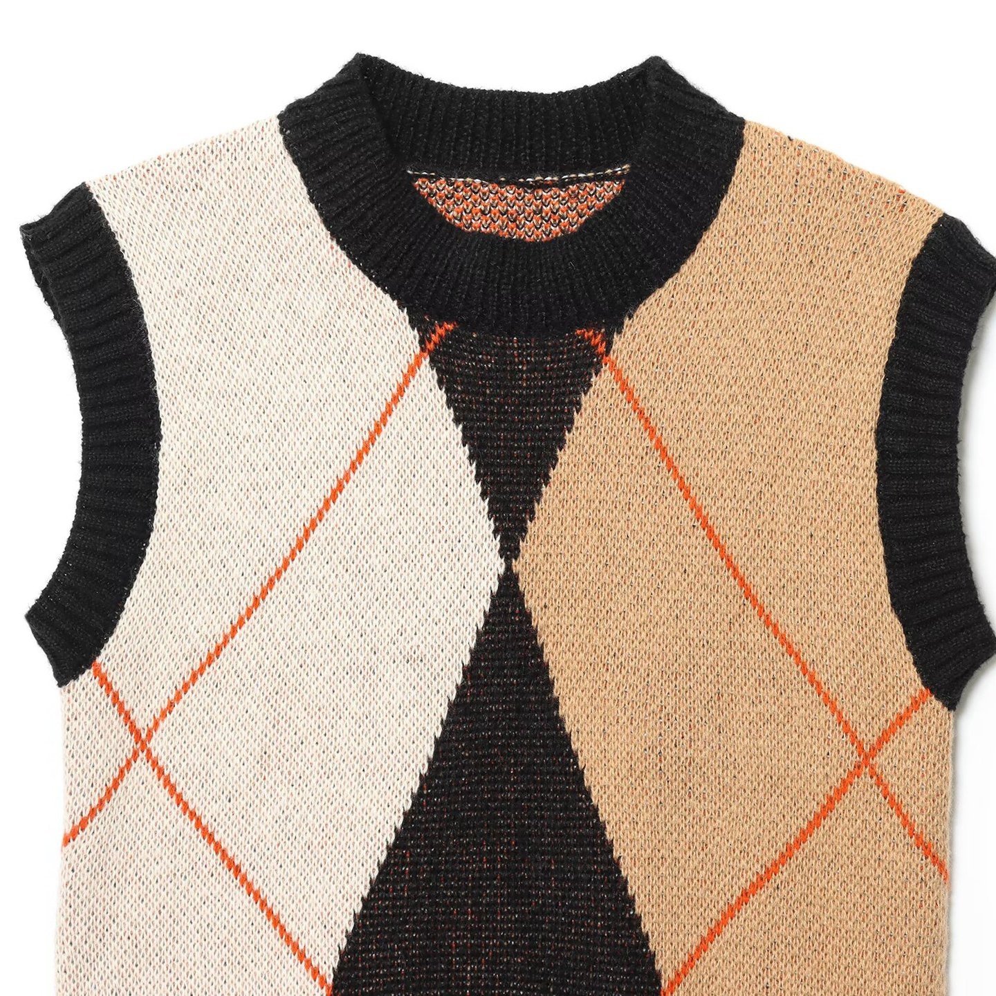 Gilet in maglia con motivo a rombi - Maglione senza maniche chic KUN-00065