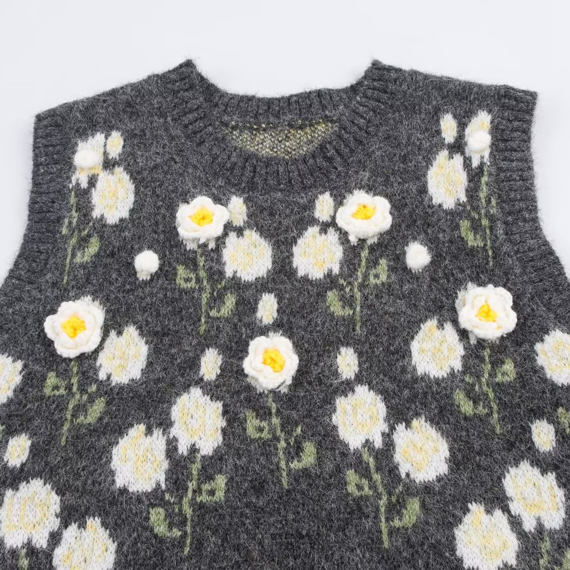 Gilet in maglia con stampa floreale 3D, elegante canotta KUN-00069