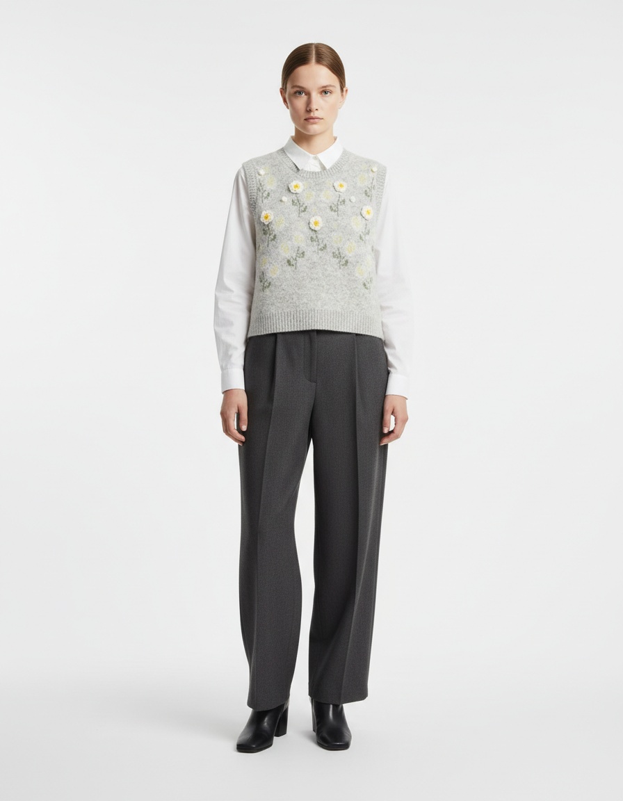 Gilet in maglia con stampa floreale 3D, elegante canotta KUN-00069