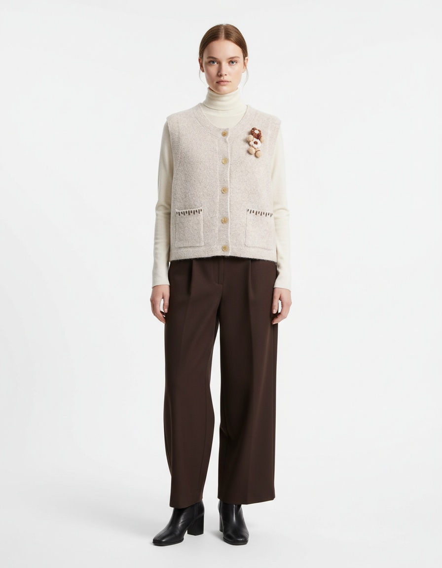 Gilet floreale lavorato a maglia - Top senza maniche alla moda in stile europeo KUN-00071