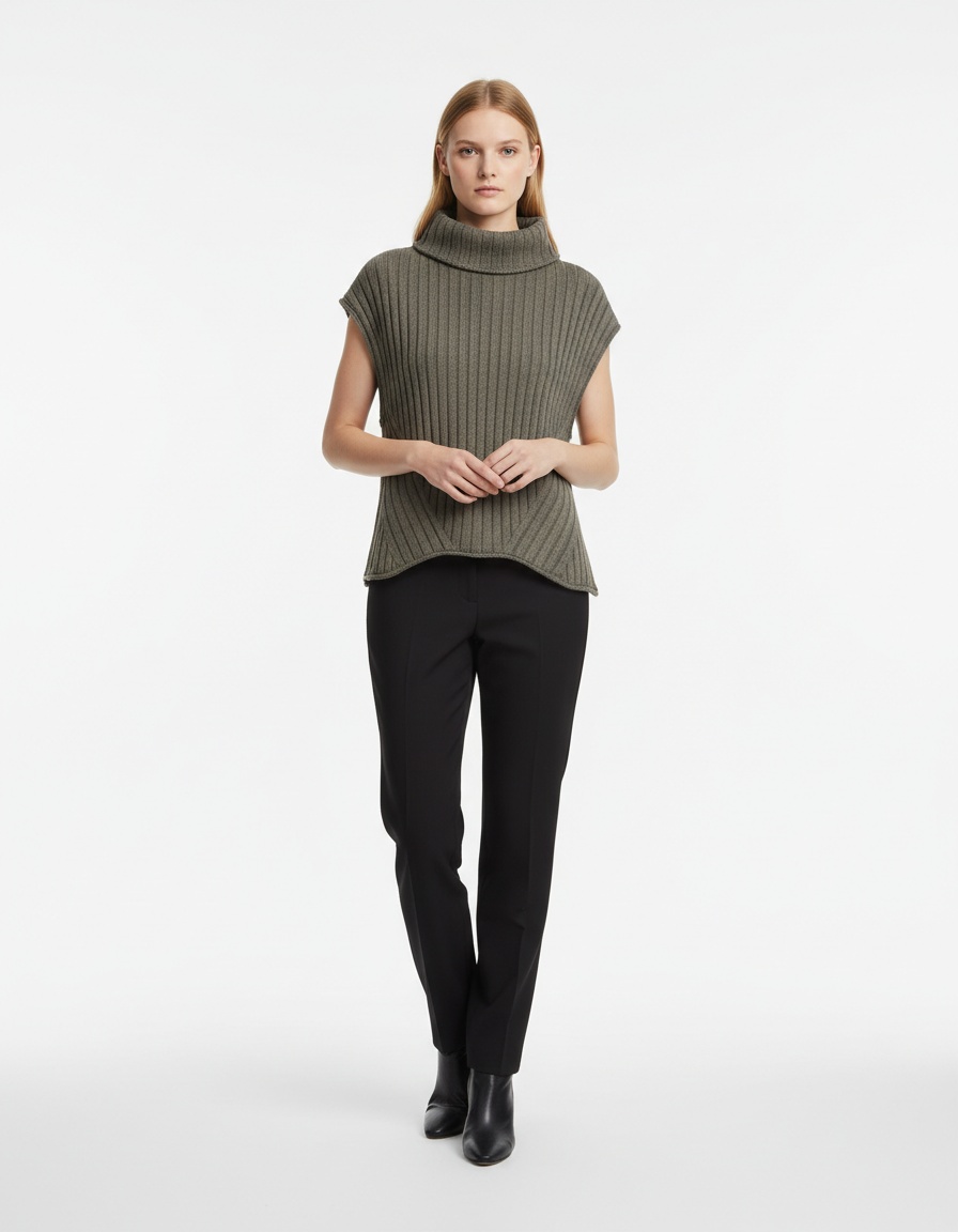 Gilet in maglia a collo alto senza maniche, top alla moda KUN-00072