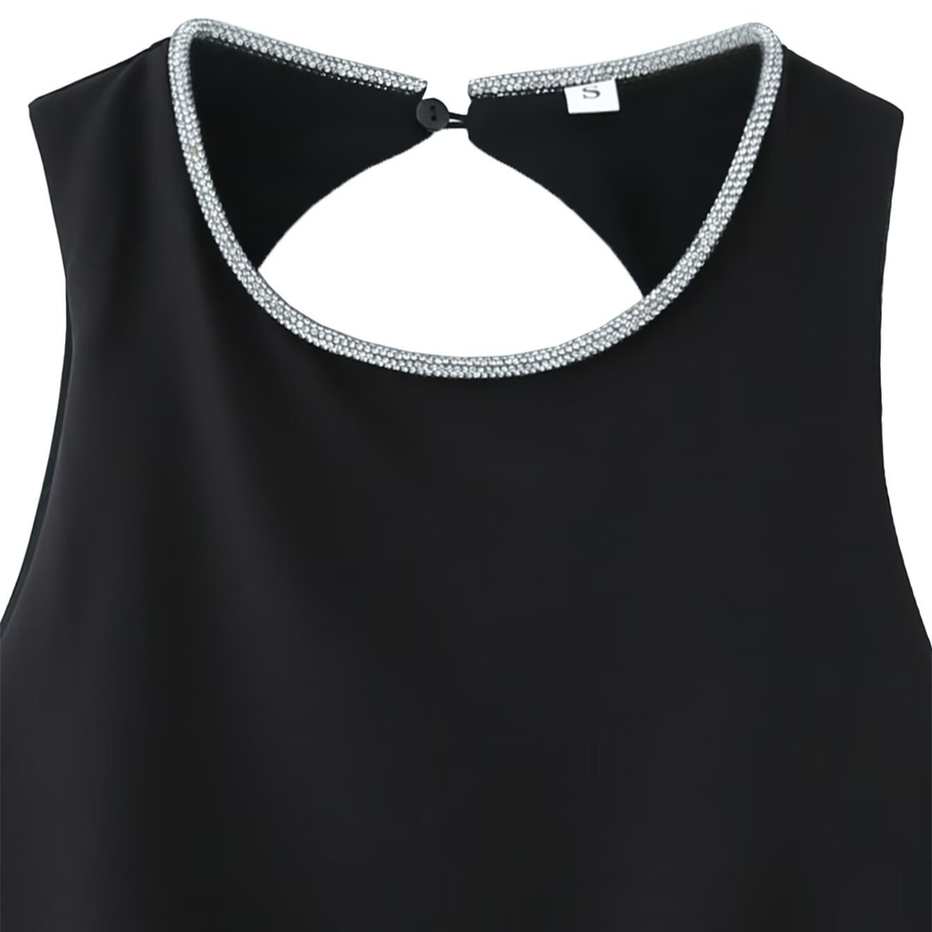 Camicetta da donna con decorazioni di perle, modello a trapezio, KUN-00075