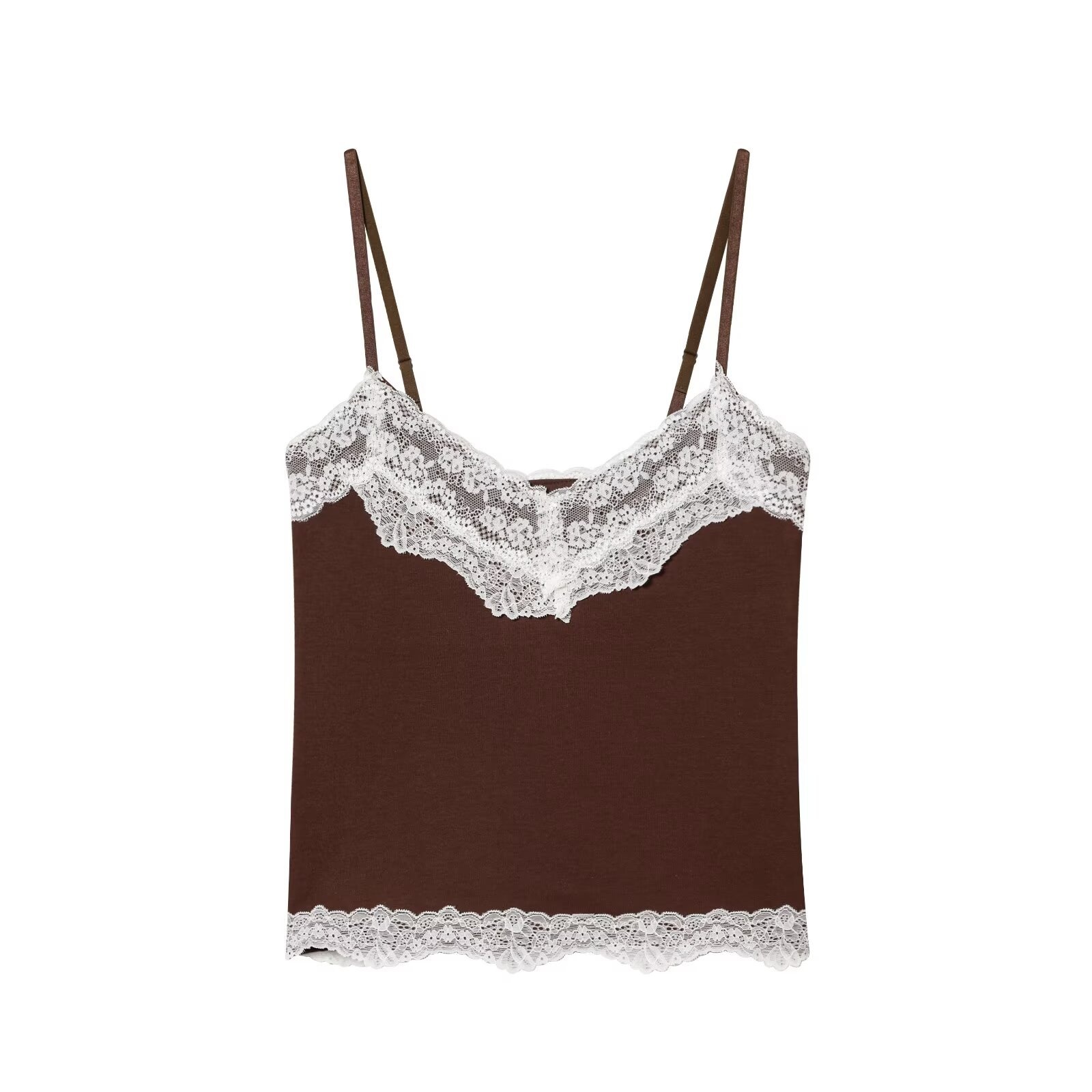 Top a canotta in maglia e pizzo - Doppio strato con scollo a V KUN-00076