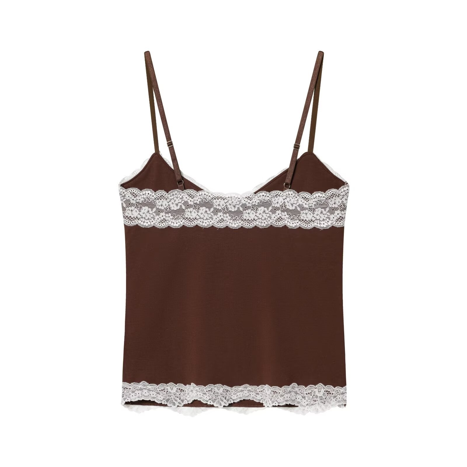 Top a canotta in maglia e pizzo - Doppio strato con scollo a V KUN-00076