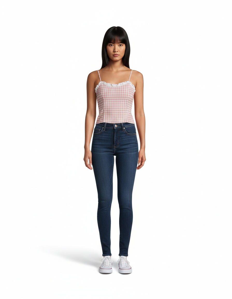 Top a canotta in maglia - Vestibilità aderente a quadretti KUN-00082