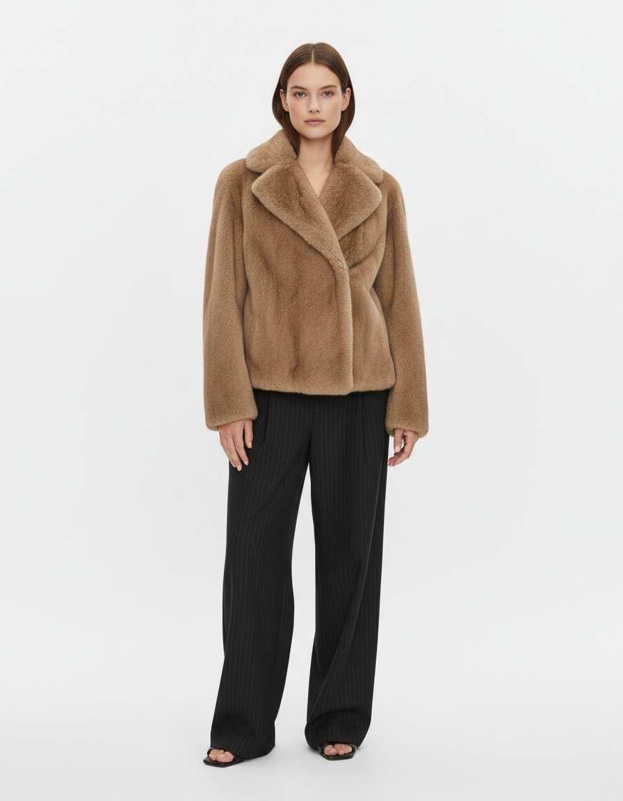 Gilet in pelliccia sintetica di visone con cintura - Elegante gilet da donna KUN-00087