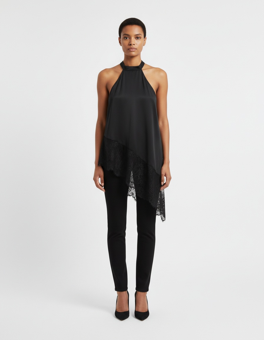 Top con scollo all'americana e pizzo - Camicetta sexy in stile europeo KUN-00093