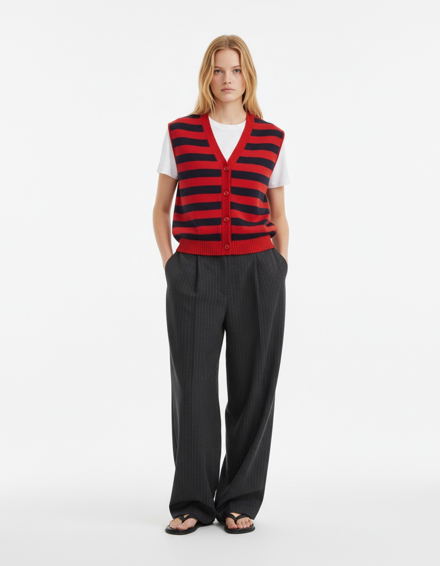 Decorazione laterale con bottoni per gilet in maglia - Stile europeo KUN-00096